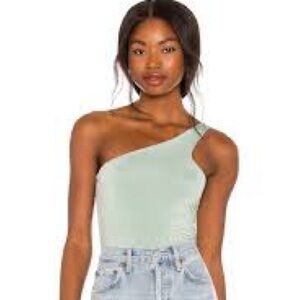 LNA Mint One Shoulder Bodysuit